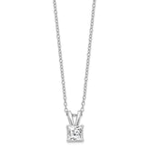 Sterling Silver 925 Princess-Cut CZ Pendant Necklace with Rhodium Finish